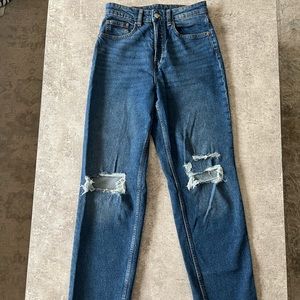 H&M High Rise Straight Leg Jeans, Medium Blue Wash, Women’s Size 6
